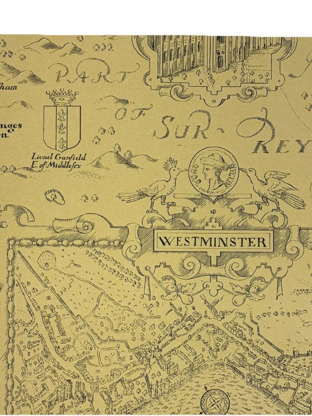 THIBAUT Wallpaper Sample Sheet London Westminster Map 13.25” x 17.5” - Picture 2 of 6